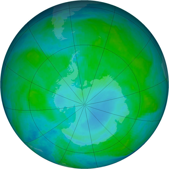 Antarctic ozone map for 16 January 1986